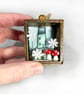 Miniature house textile art in wooden drawer box, 3D fabric wall hanging - Image 2