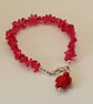 Red quartz bracelet with turtle charm - Image 1
