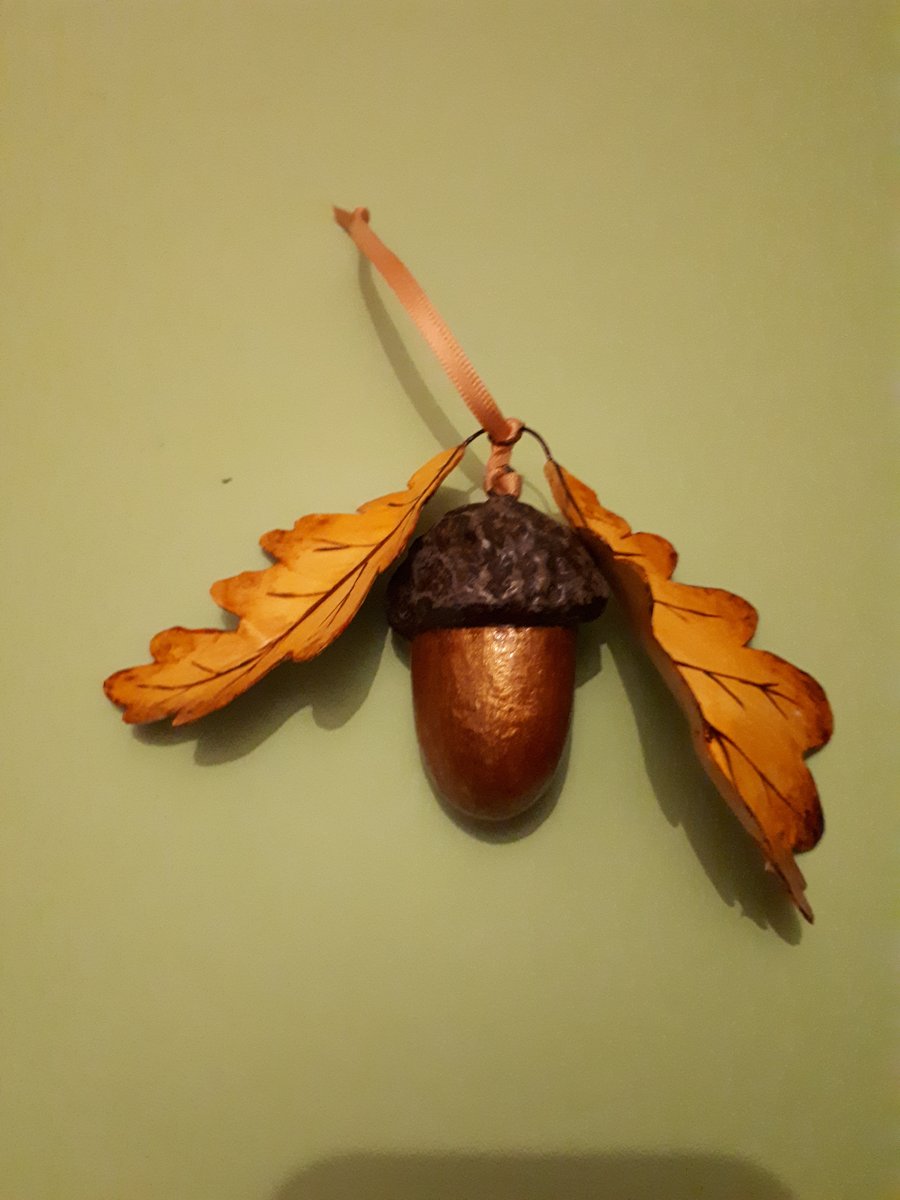 Unique hand-painted acorn decoration (autumnal)