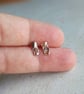 Hammered Copper Paw Print Stud Earrings - Sterling Silver Posts - Image 4