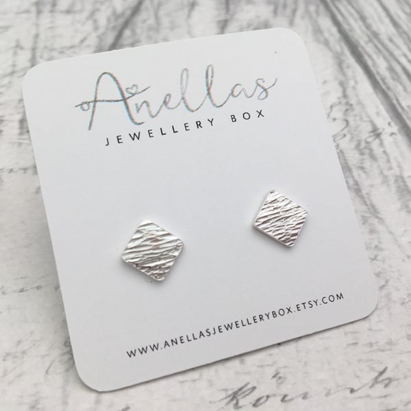 Diamond Shape Earrings, Diamond Shape Studs, Small Earrings, Silver Earrings