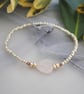 Sale-Silver and Rose Quartz heart Stretch bracelet  - Image 2