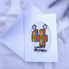 Embroidered Birthday Card for 4-Year-Old – Colourful Handmade Gift