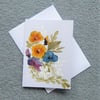 original art mixed floral hand painted watercolour greetings card ( ref f 217)