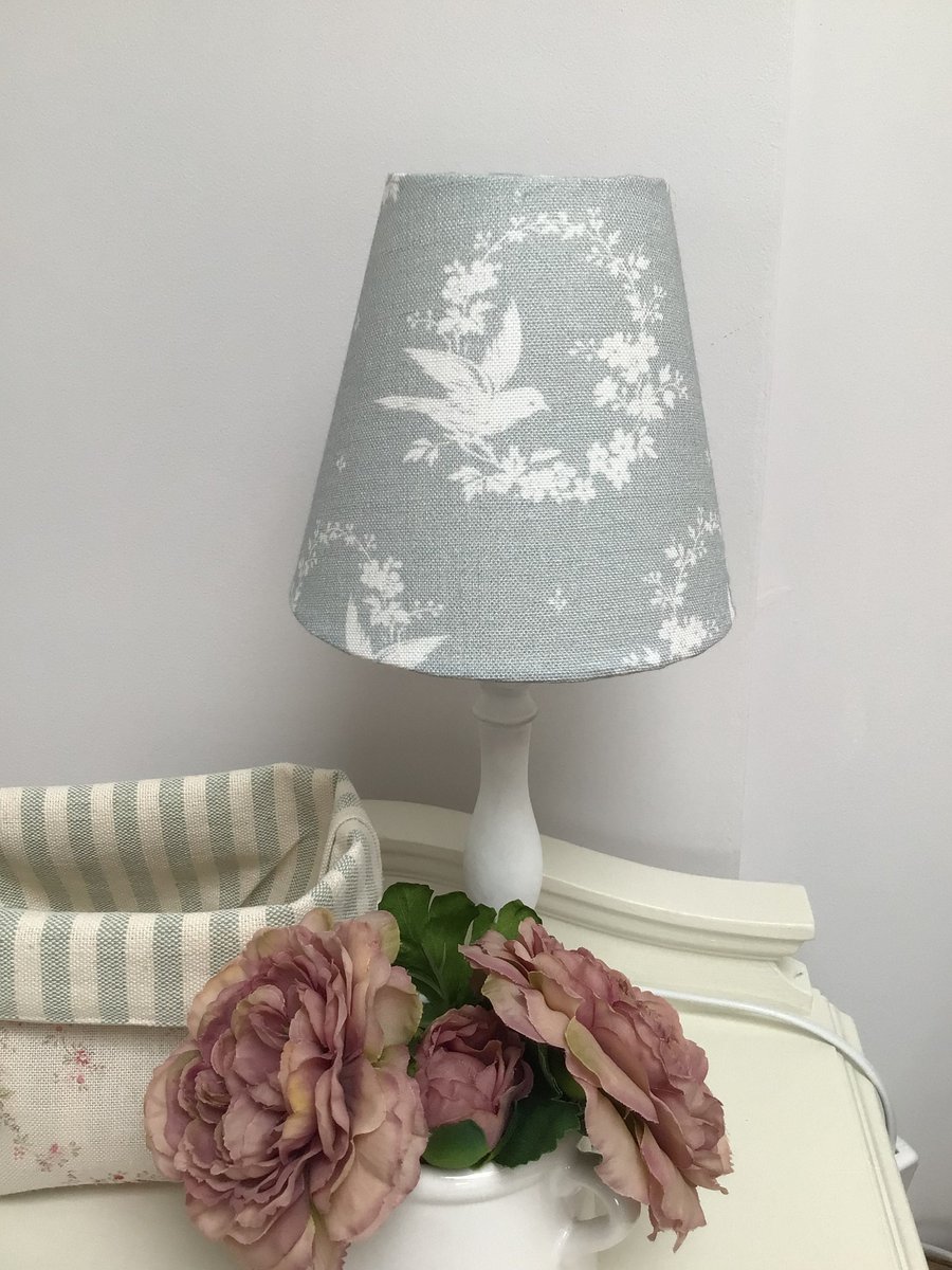 Candle Clip lampshade in Peony and Sage Seamist Birdsong - Pretty
