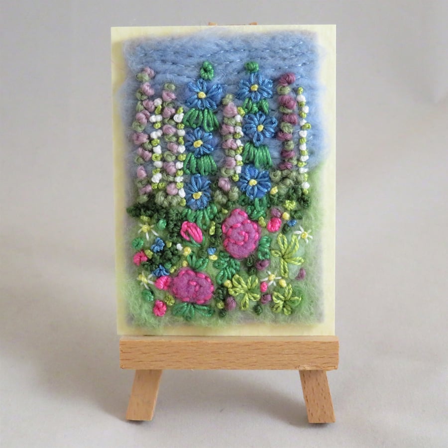 ACEO Summer Garden - Pink and Blue