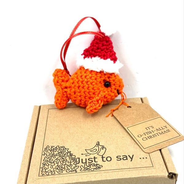 Crochet Christmas Fish Decoration - Alternative to a Card