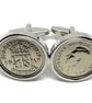 Luxury 1947 Sixpence Cufflinks for a 79th birthday. Original English sixpences - Image 1