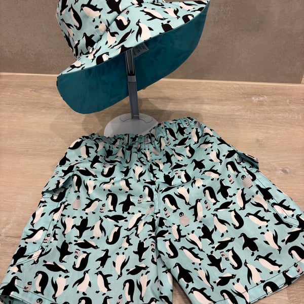 Penguin Shorts and Hat Set