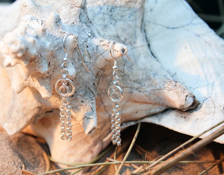 Boho Statement Silver Chandelier Earrings 