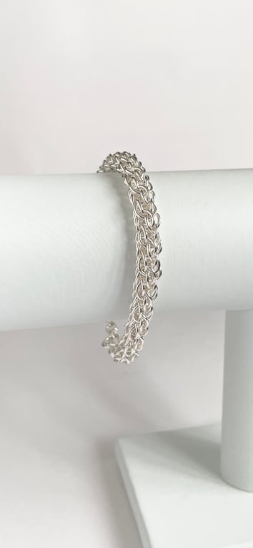 Sterling Silver Ladies Lace Chainmaille Bracelet 