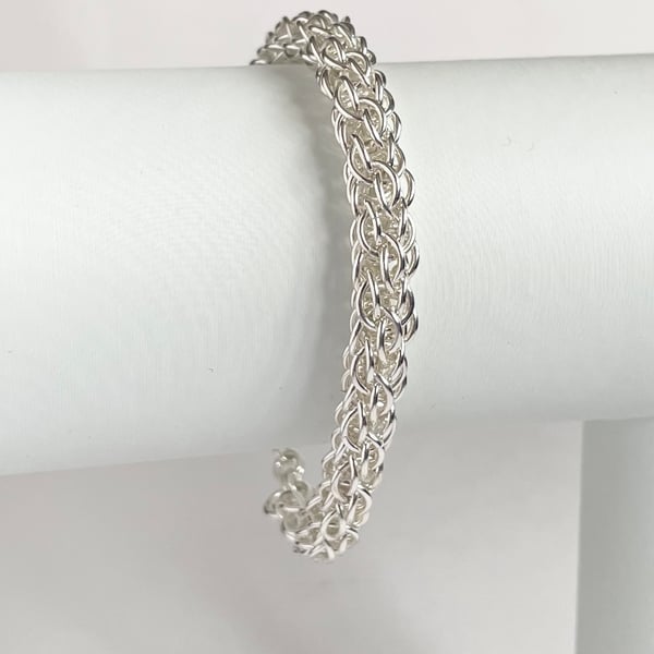 Sterling Silver Ladies Lace Chainmaille Bracelet 