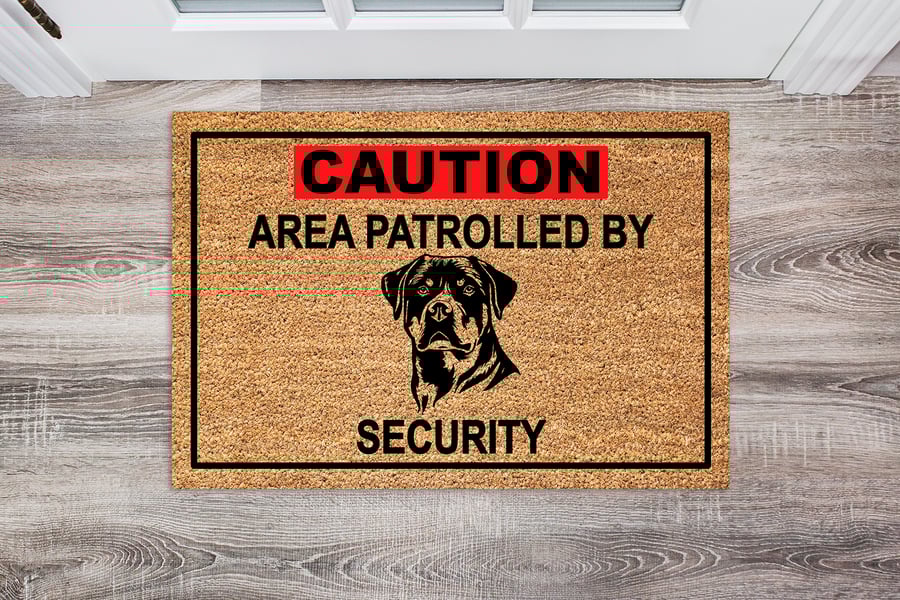 Rottweiler Security Door Mat No.3 - Rottweiler Welcome Mat - 3 Sizes