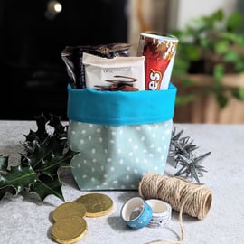 Duck-egg Blue Oilcloth storage Pots or Gift Hamper Wrapping