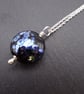 lampwork glass black and silver pendant chain necklace
