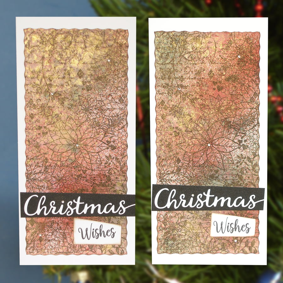 Poinsettia Pattern Christmas Cards set of 2