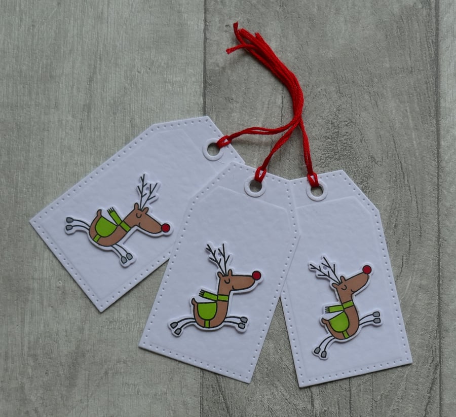 Rudolph Red Nose Reindeer - Set of Three Christmas Gift Tags