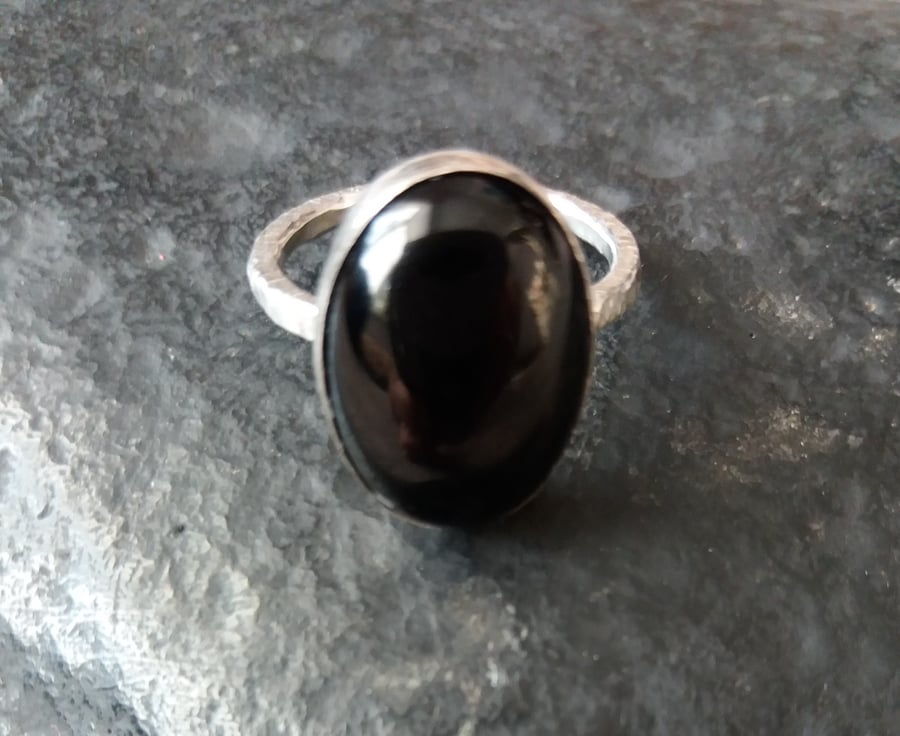 Sterling silver and onyx statement ring