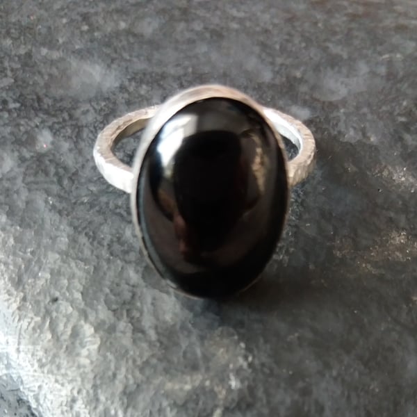Sterling silver and onyx statement ring