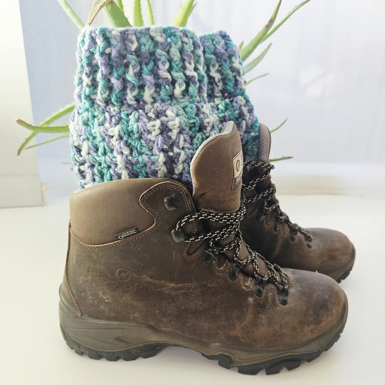 Blue Rainbow Boot Cuffs, Crochet Ankle Warmers