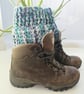Blue Rainbow Boot Cuffs, Crochet Ankle Warmers - Image 1