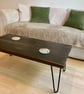 Handmade Rustic Solid Wood Coffee Table - Metal Hairpin Legs - Image 7