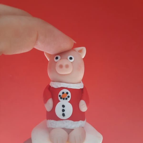 Limited Edition Collectible Polymer Clay Christmas Pig