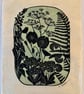 Ferns and foxgloves and.....  - original, hand burnished linocut print