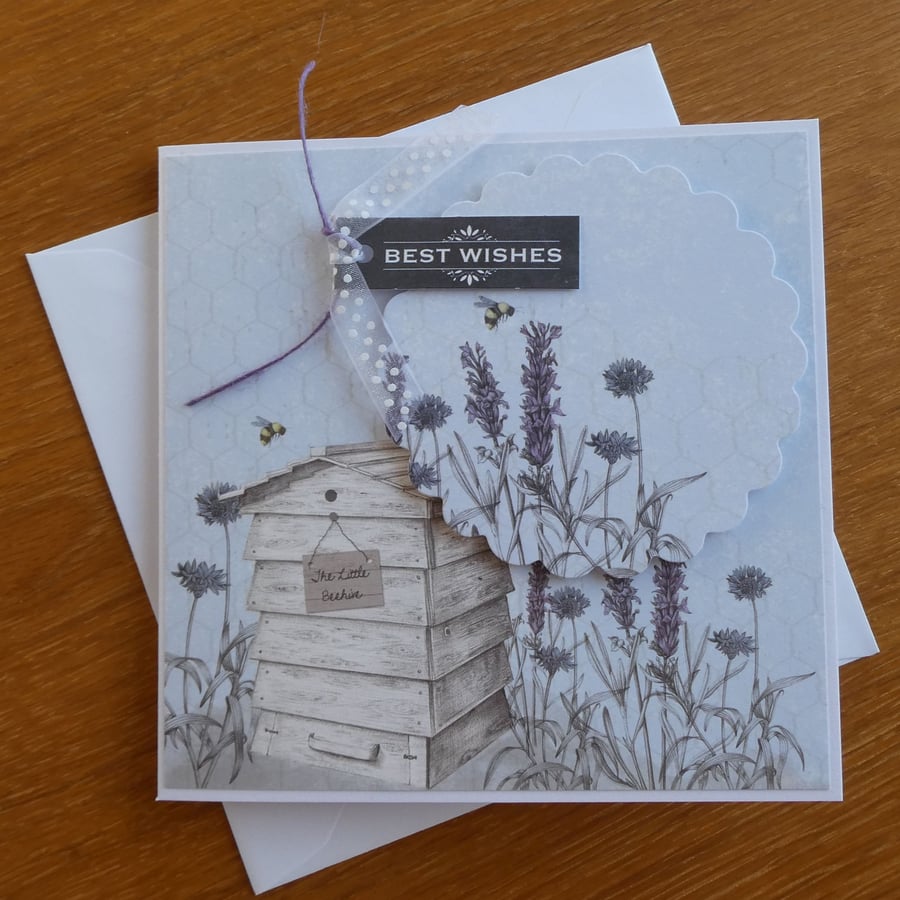 Lavender and Bees Birthday Card - Happy Birthday