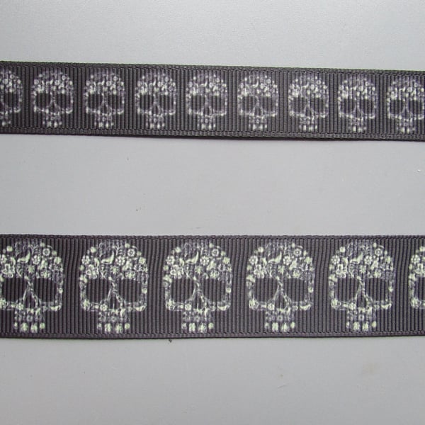 Skull Grosgrain Ribbon x 1 metre available in two widths
