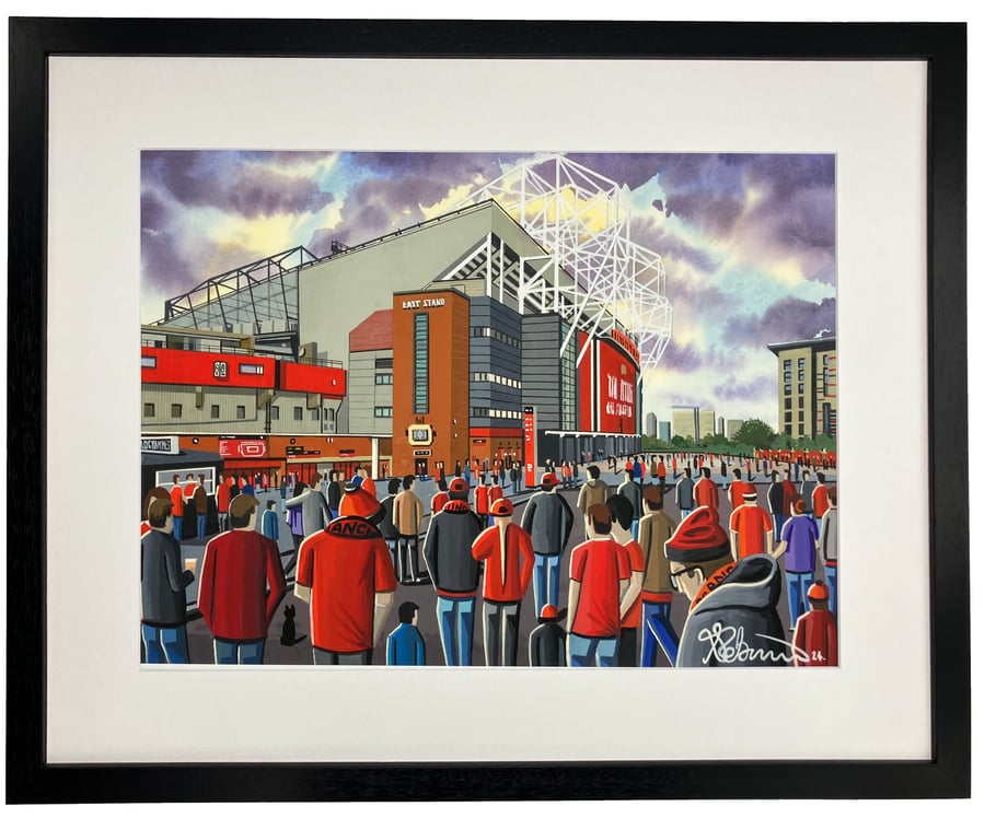 Manchester Utd, Old Trafford, Framed Football Art Print. 20" x 16" Frame Size