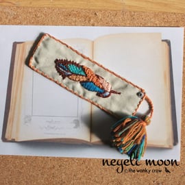 hand embroidered Native American feather design bookmark by neyeli