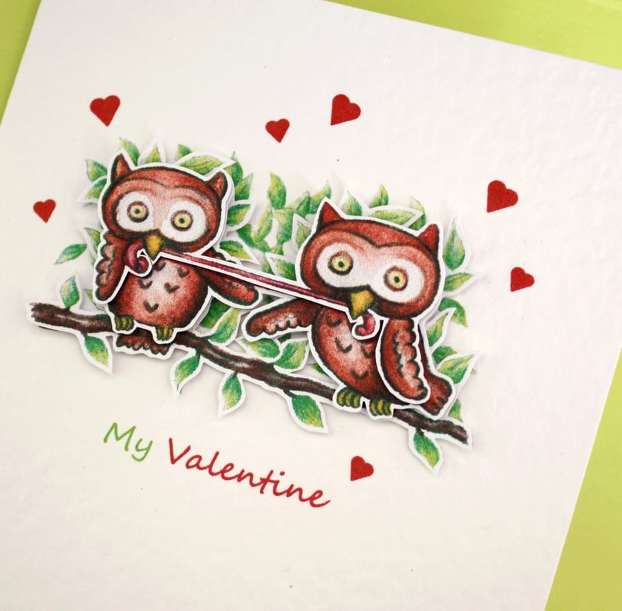Owls A6 Card - My Valentine