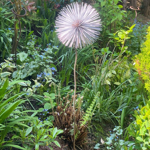 Iroko Wood and Aluminium Dandelion Feature