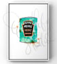 Hand Finished Watercolour A4 Art Print - Beanz Meanz Heinz Beans Can