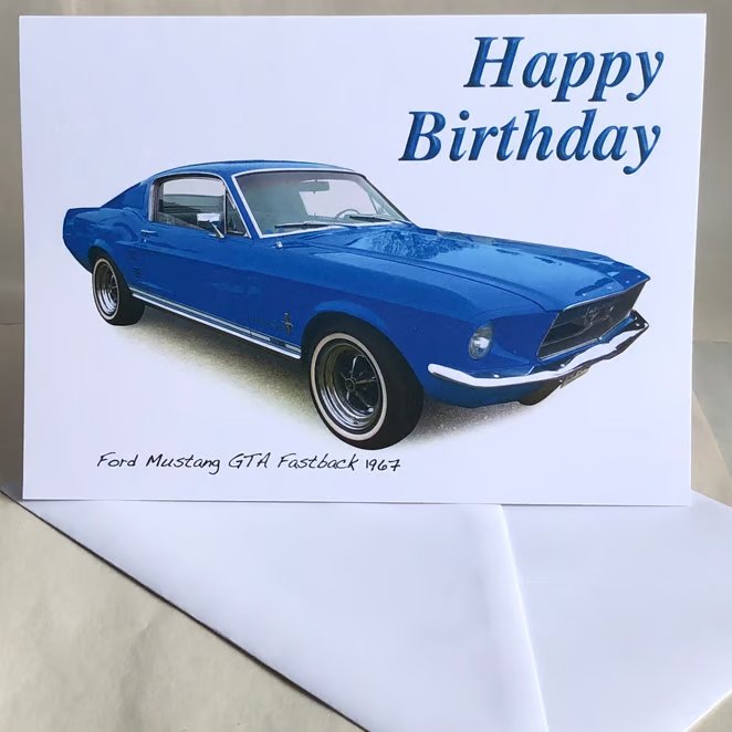 Ford Mustang GTA Fastback 1967 - Birthday, Anniversary, Retirement, Plain Cards
