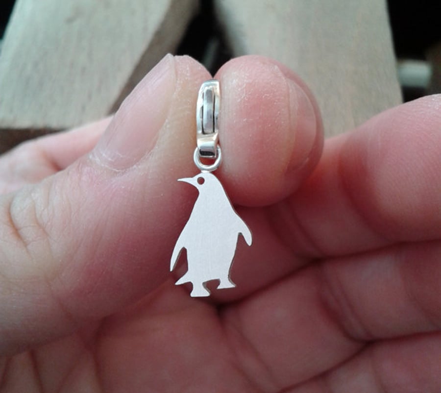 Penguin Charm For Bracelet In Sterling Silver