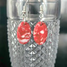 Polymer clay dangle terracotta marble effect earrings on silver plated earhooks
