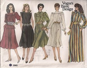 Vintage VOGUE Sewing Pattern 2965: Vogue’s Basic Design, Dress size 6, 8, 10