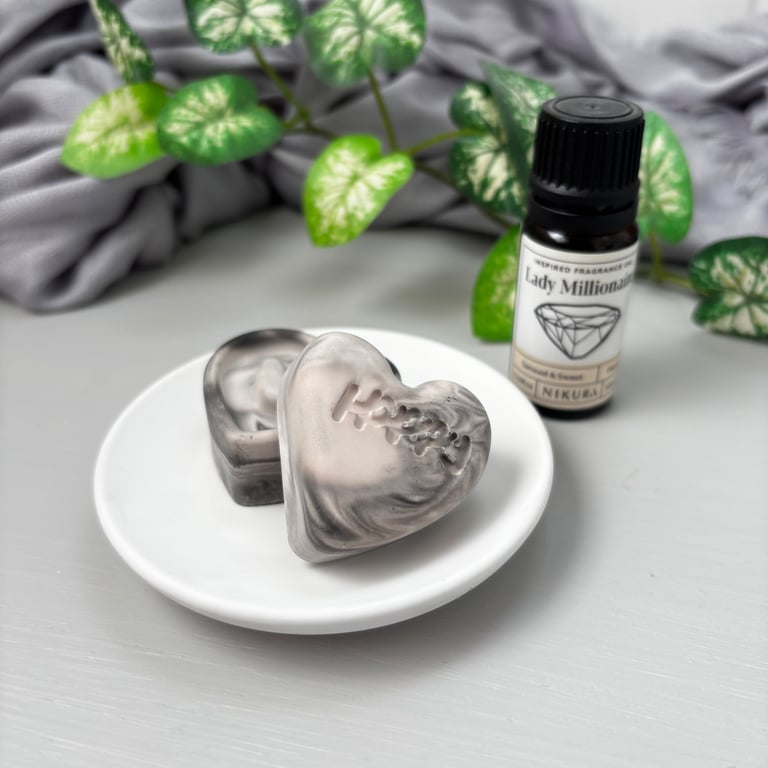 Pink & Black Marbled Heart Aroma Stones Set of 6 – Essential Oil Diffusers