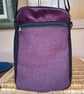 Purple velvet and tweed bag