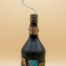 The Eternal Bloom" Hand-Sculpted Altered Bottle Art Teal Rose & Bronze Details