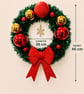  Pom Pom Wreath With Bow, 36 cm Wood Base Holiday Door Decor - Image 4