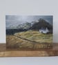 Tyddyn, Welsh Crofting Cottage Greeting Card Printed from Original Artwork - Image 1