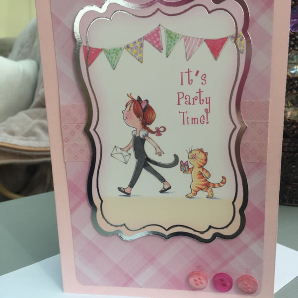 It's party time little girl birthday card