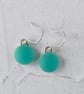 Aqua matt glass drop earrings - Image 2