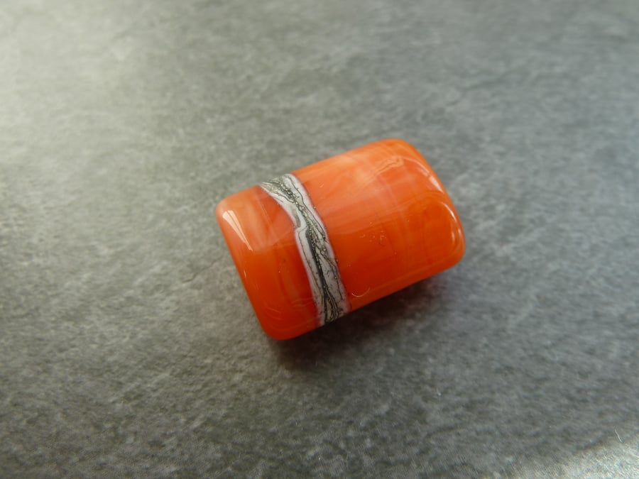 lampwork glass bead, orange focal