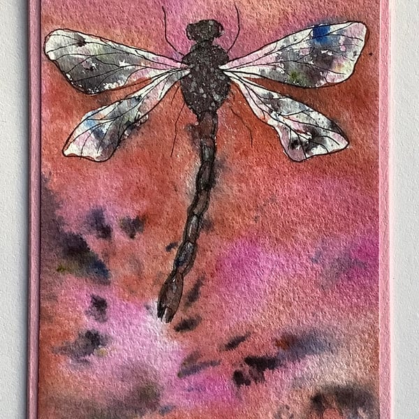Hand painted Dragonfly card