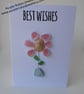 Red Sea Glass Flower in Sea Pottery Vase Best Wishes Birthday Card C326
