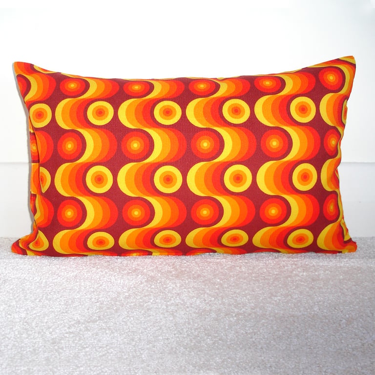 SMALL Travel Pillow Cover 16"x10" Retro Orange Red 1970s Style Tempur Pillowcase
